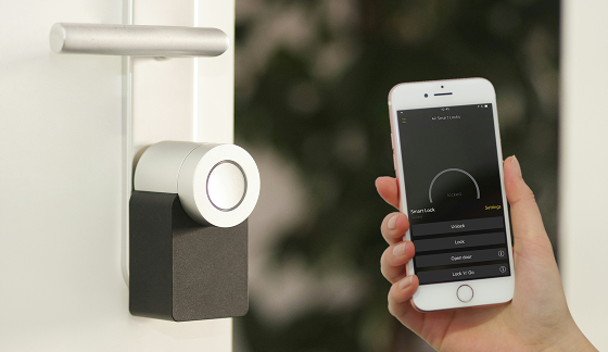 A smart home security system being controlled by smartphone